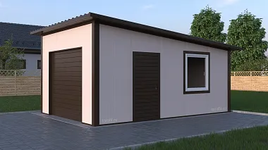 Гараж из сэндвич-панелей односкатный
