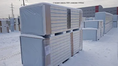 Сэндвич панель с пенополиуретаном (ППУ) стеновая 1000x50мм