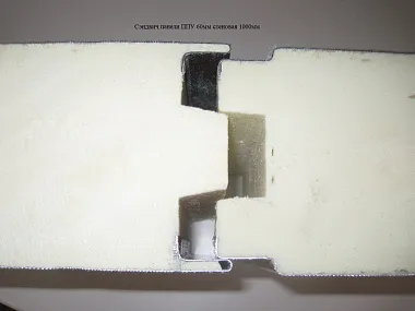 Сэндвич панель с пенополиуретаном (ППУ) стеновая 1000x60мм