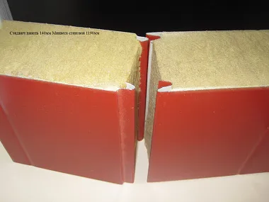 Сэндвич панель с минеральной ватой стеновая 1190x140мм