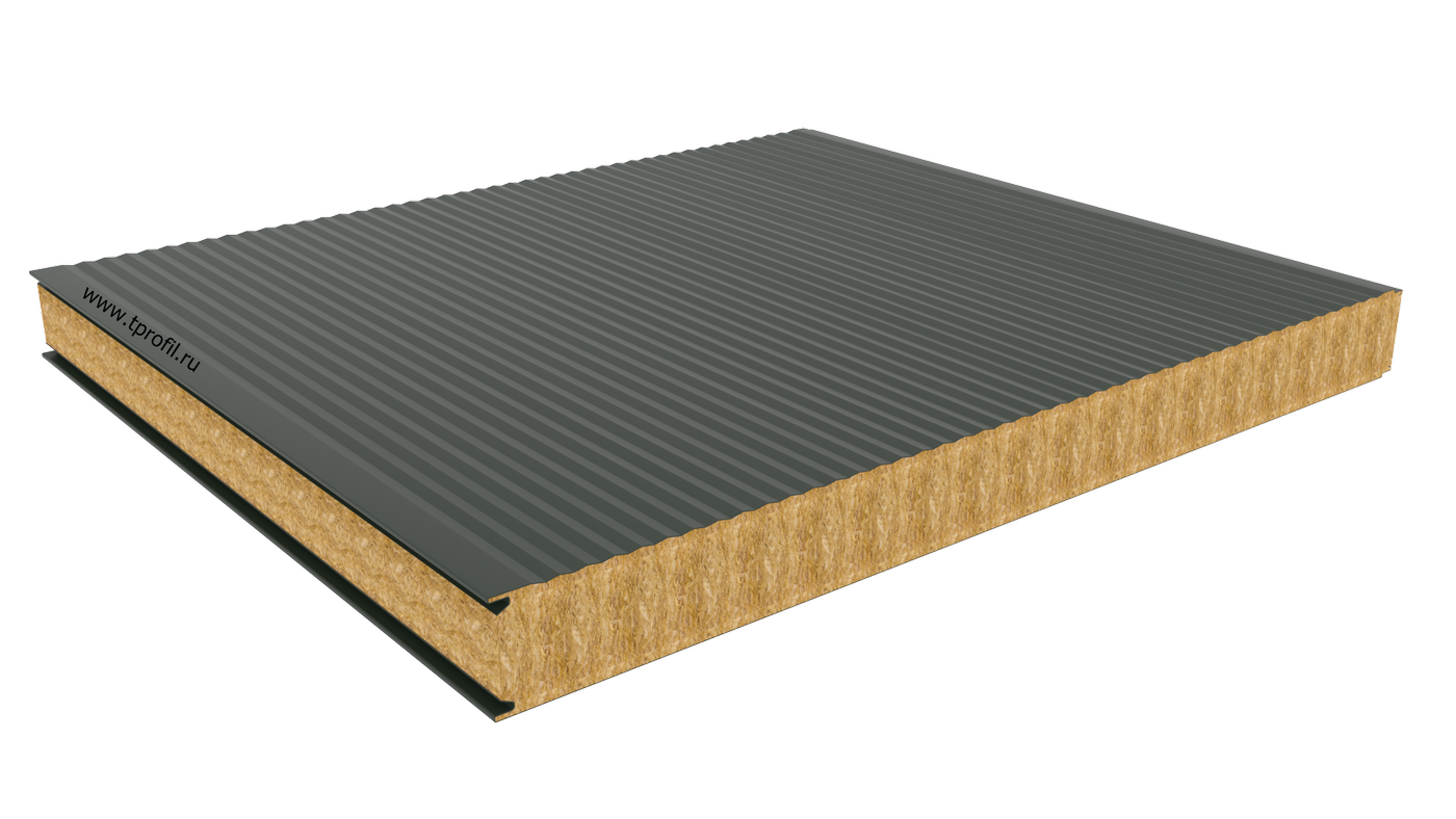 Стеновая панель, минеральная вата, волна, Ral: 1018