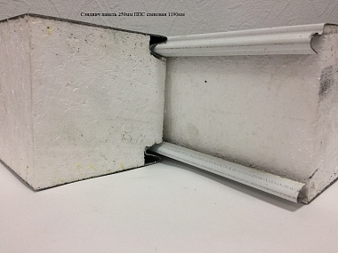 Сэндвич панель с пенополистиролом (ППС) стеновая 1190x250мм