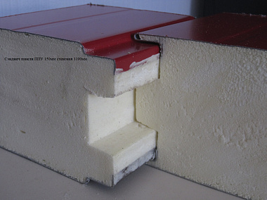 Сэндвич панель с пенополиуретаном (ППУ) стеновая 1190x150мм