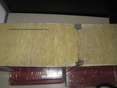 Сэндвич панель с минеральной ватой стеновая 1000x100мм